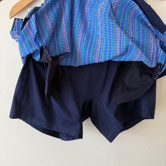 POLO GOLF Ralph Lauren Blue Crinkle-Texture Lined Skort Skirt w/ Pockets - Large - Picture 5 of 8